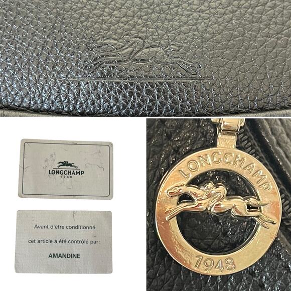 Longchamp Vintage Y2K Half Moon Crescent Belted Dark Blue Leather Shoulder Bag - Picture 4 of 10